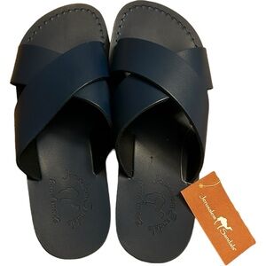 Jerusalem Navy Blue leather sandals Sz 41 (USA 10)